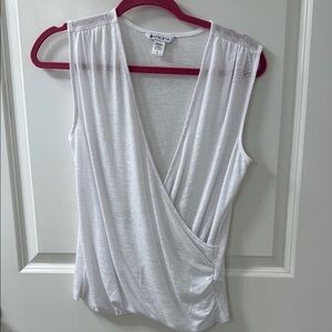 Athleta White Sleeveless Wrap Bodysuit